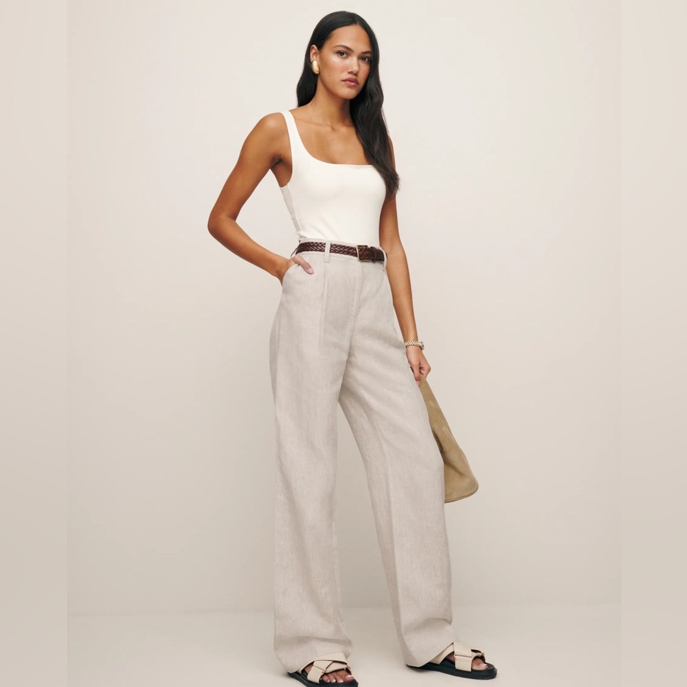 REFORMATION Alex Mid Rise Linen Pant